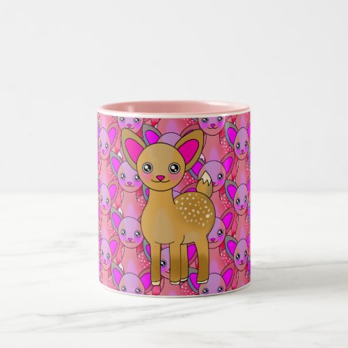 Beautiful Pretty Pink Reindeer Two_Tone Coffee Mug