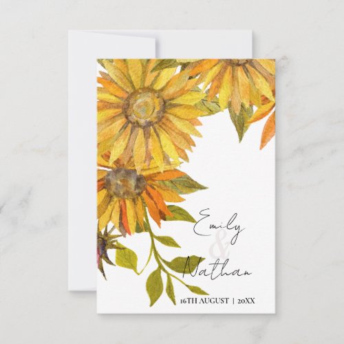 Beautiful Pretty Yellow Sunflower Floral Wedding RSVP Card