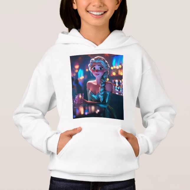 Beautiful princess elsa at a nightclub, 8k photo,  hoodie (Front)