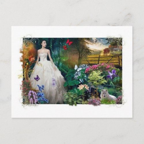 Beautiful Princess in a Enchanted Garden Art Postcard