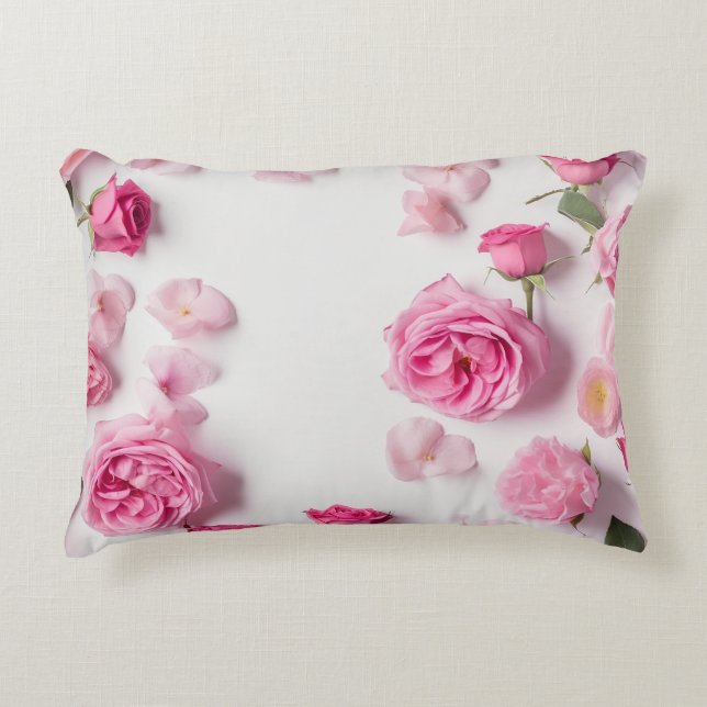 beautiful print with delicate pink flowers roses  accent pillow (Front)