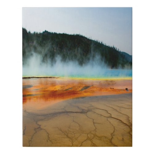 Beautiful prismatic lake and steam in Yellowstone Faux Canvas Print
