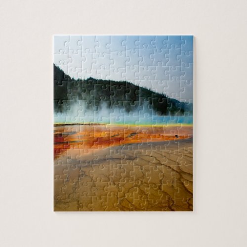 Beautiful prismatic lake and steam in Yellowstone Jigsaw Puzzle