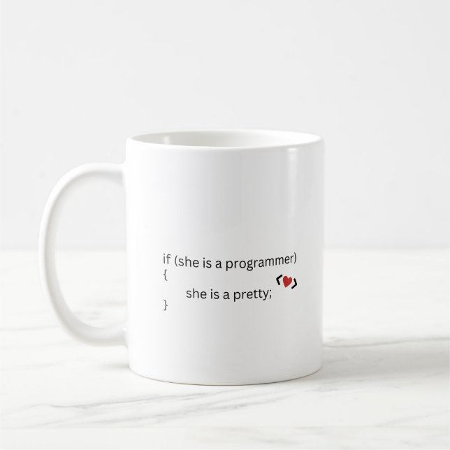 Beautiful Programmer Girl, Coding Designed mug (Left)