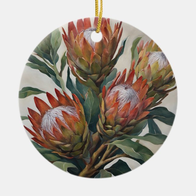 Beautiful Protea Flowers from South Africa Ceramic Ornament (Front)