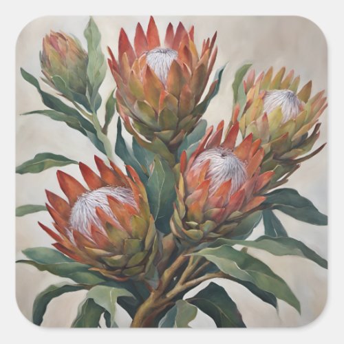Beautiful Protea Flowers from South Africa Square Sticker