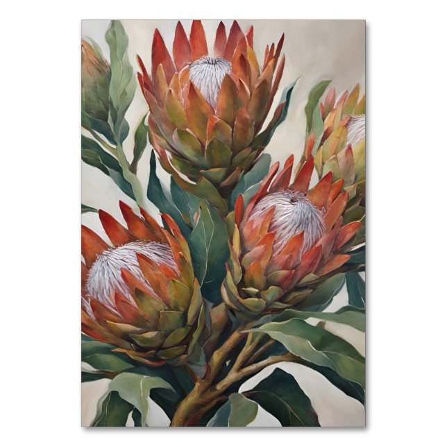 Beautiful Protea Flowers from South Africa Table Number (Front)