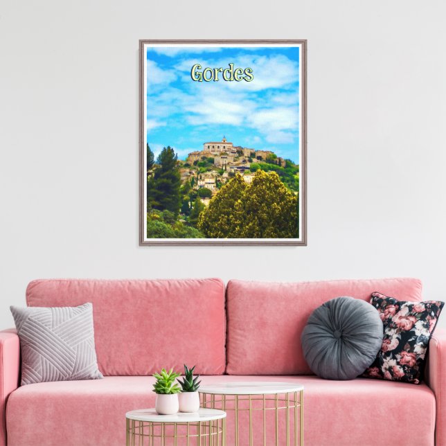 Beautiful Provence Hilltop Village Of Gordes Canvas Print (Insitu(LivingRoom))