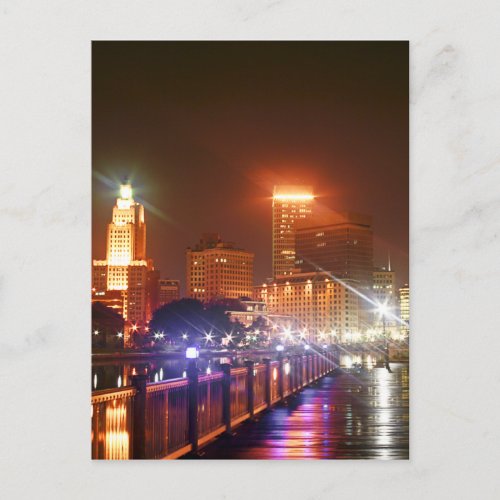 Beautiful Providence RI city at night _ WOW Postcard