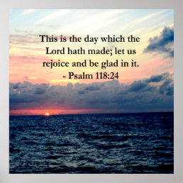 BEAUTIFUL PSALM 118:24 SUNRISE OVER THE OCEAN POSTER