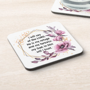 Beautiful Psalm 91 Floral beverage coaster