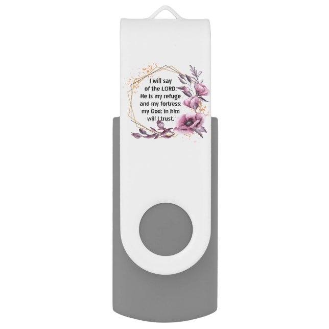 Beautiful Psalm 91 Floral Flash Drive (Front Vertical)