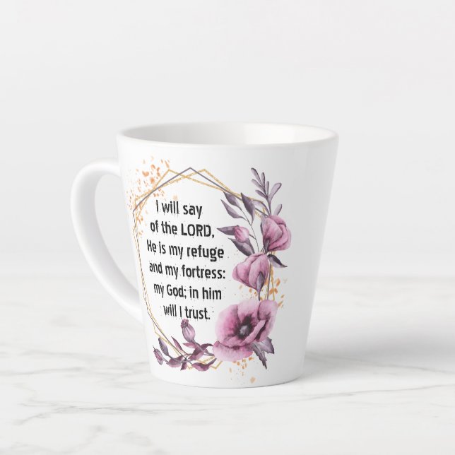 Beautiful Psalm 91 Floral Latte Mug (Left Angle)