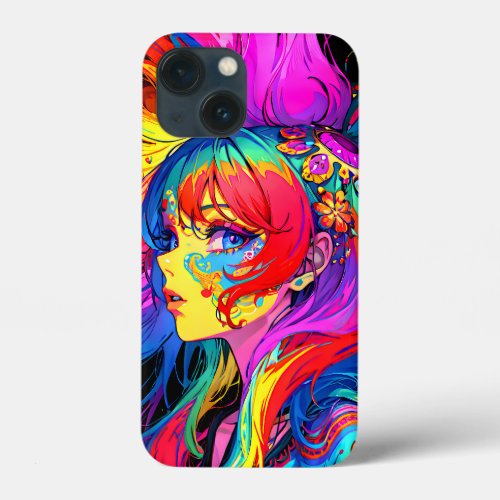 Beautiful Psychedelic Anime Girl iPhone 13 Mini Case