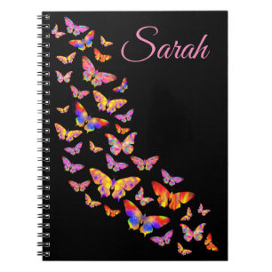 Beautiful Psychedelic Butterfly Pop Art Sarah Name Notebook