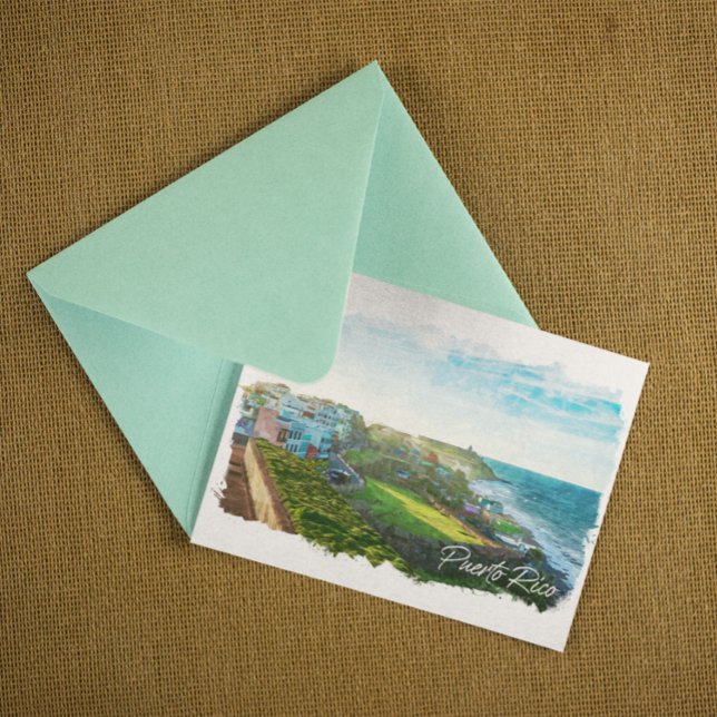 Beautiful Puerto Rico Scenery Travel Postcard (puerto rico coastal landscape postcard)
