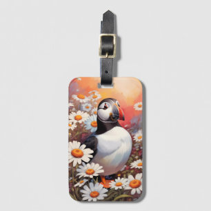Beautiful Puffin In Daisy Field Luggage Tag