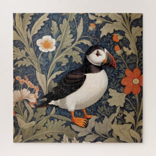 Beautiful Puffin William Morris Inspired Jigsaw Puzzle