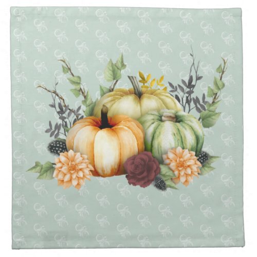 Beautiful  Pumpkin Autumn Watercolor Fall  Cloth Napkin