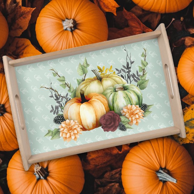 Beautiful  Pumpkin Autumn Watercolor Fall Serving Tray (Creator Uploaded)