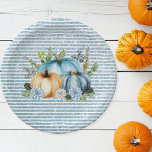 Beautiful Pumpkin Blue Thanksgiving Watercolor Paper Plates<br><div class="desc">This design was created through digital art. It may be personalized by clicking the customize button and changing the color, adding a name, initials or your favorite words. Contact me at colorflowcreations@gmail.com if you with to have this design on another product. Purchase my original abstract acrylic painting for sale at...</div>