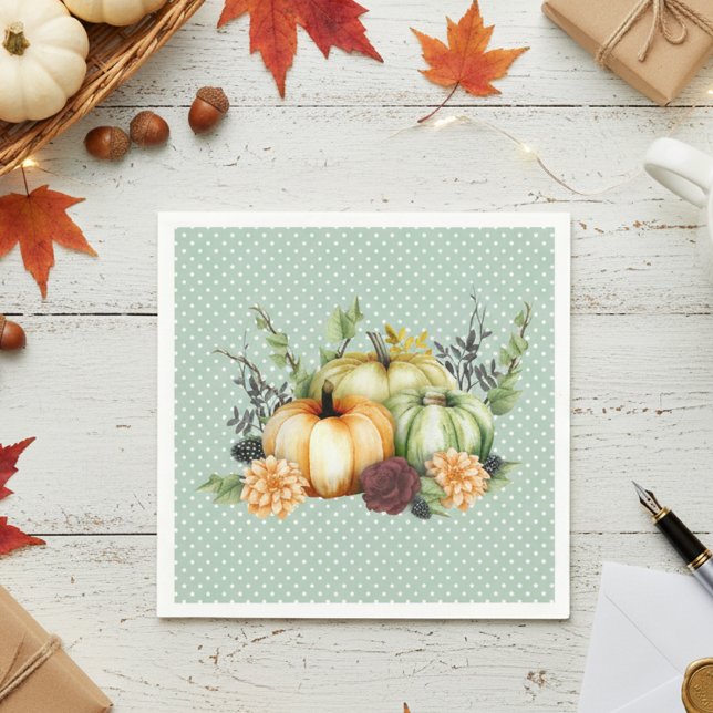 Beautiful Pumpkin Fall Thanksgiving Watercolor  Napkins (Creator Uploaded)