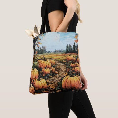 Beautiful Pumpkin Patch Halloween Tote Bag