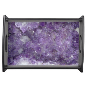Beautiful Purple Amethyst Healing Crystals Serving Tray