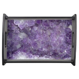 Beautiful Purple Amethyst Healing Crystals Serving Tray