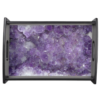 Beautiful Purple Amethyst Healing Crystals Serving Tray