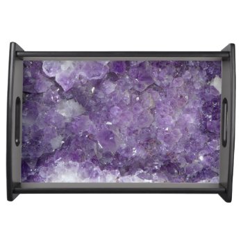 Beautiful Purple Amethyst Healing Crystals Serving Tray by EatGreenFood at Zazzle