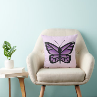 Beautiful Purple And Black Color Butterfly Summer Throw Pillow