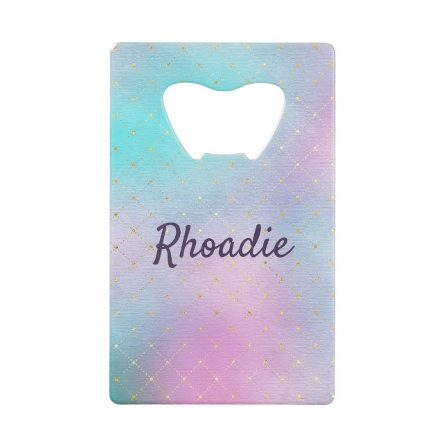 Beautiful Purple and Blue Ombre Credit Card Bottle Opener (Front)