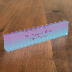 Beautiful purple and blue ombre desk name plate