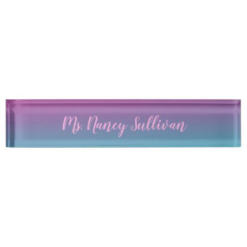 Beautiful purple and blue ombre desk name plate