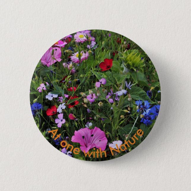 Beautiful Purple and Blue Wild Flowers Button (Front)