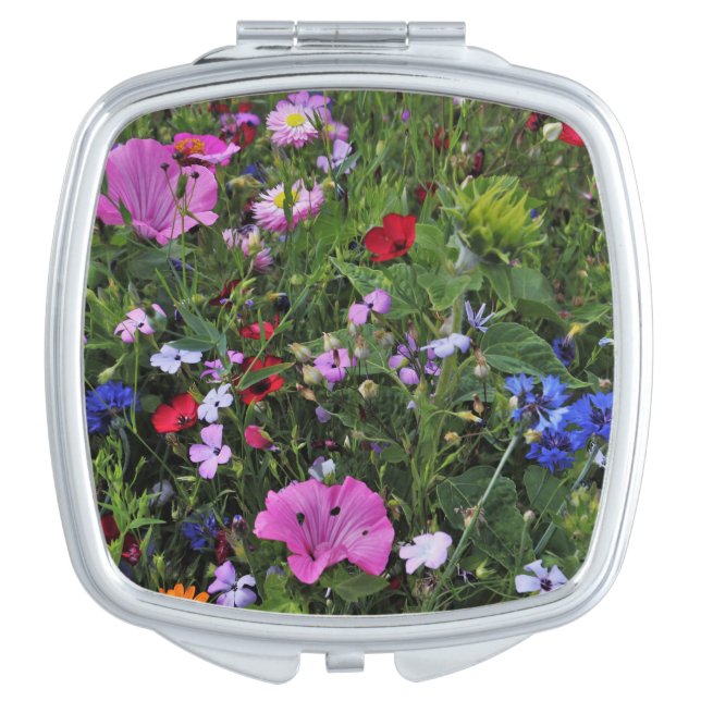 Beautiful Purple and Blue Wild Flowers Compact Mirror (Front)