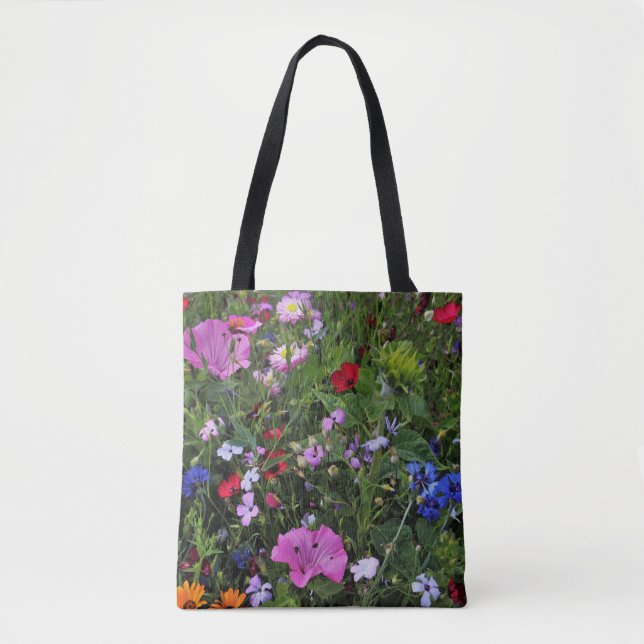 Beautiful Purple and Blue Wild Flowers Tote Bag (Front)