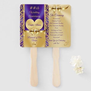 Beautiful Purple and Gold Anniversary Program Fans