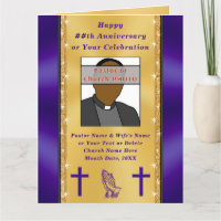 Beautiful Purple and Gold Pastor Anniversary Cards