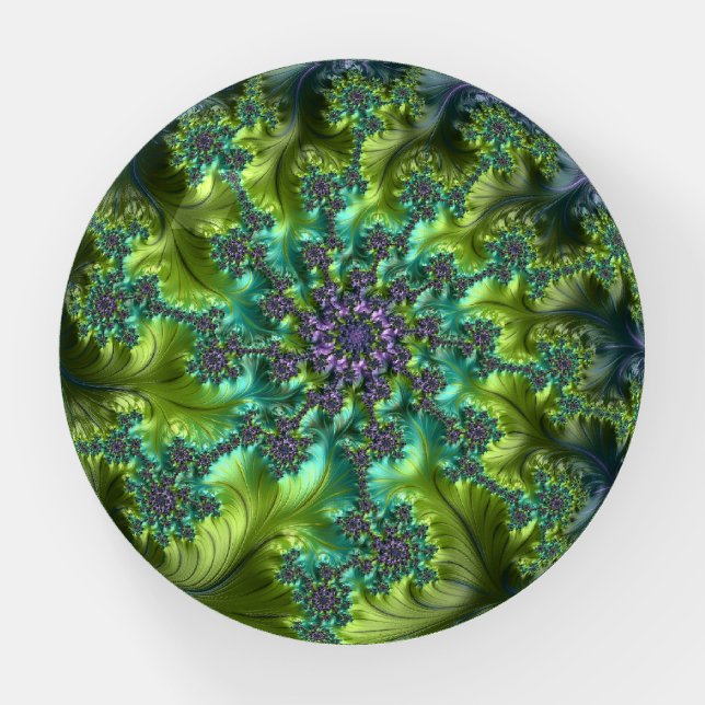 Beautiful Purple and Green Fractal Cabbage Flower Paperweight (Front)