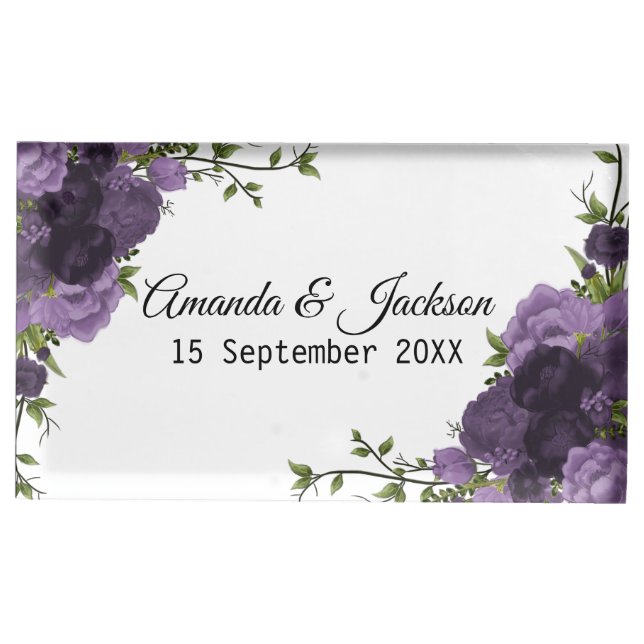 Beautiful Purple and Lavender Floral  Place Card Holder (Front)