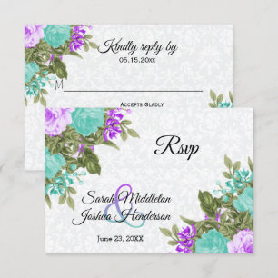 Beautiful Purple and Teal Flower - RSVP Card