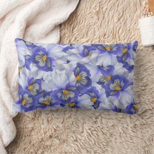 Beautiful Purple and Violet Pansy Flowers  Lumbar Pillow