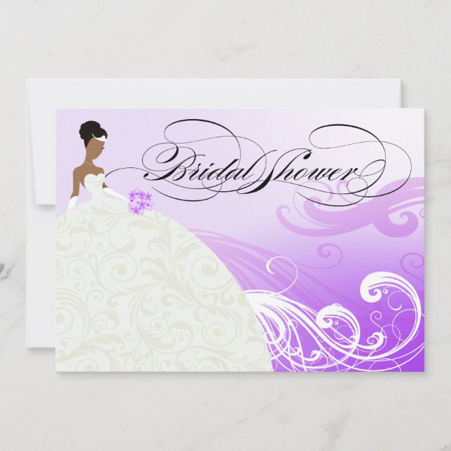 Beautiful Purple and White Luxe Bridal Shower Invitation (Front)