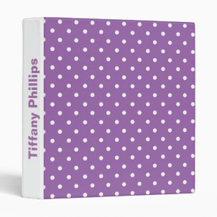 Beautiful purple and white polka dots 3 ring binder