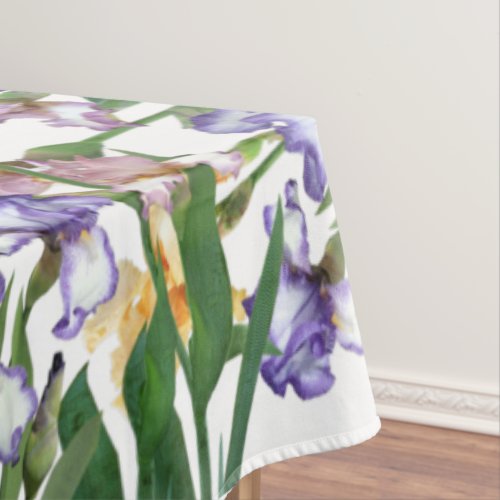 Beautiful Purple and Yellow Irises  Spring Flower Tablecloth