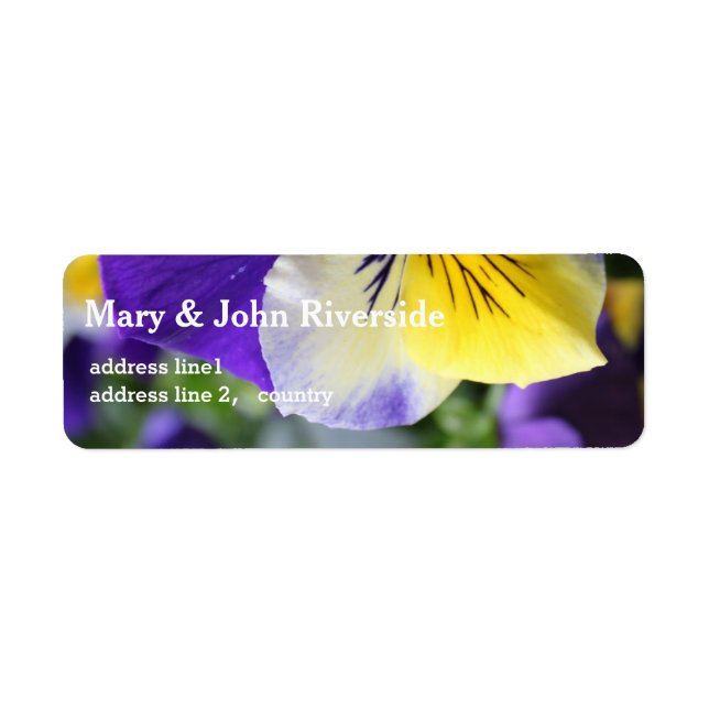 beautiful purple and yellow pansy flowers label (Front)