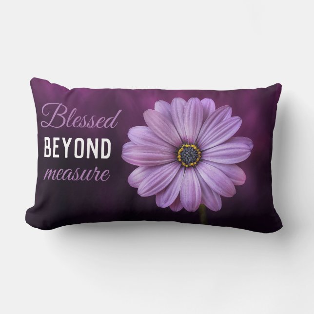 Beautiful Purple Blessed Beyond Measure Lumbar Pillow (Front)