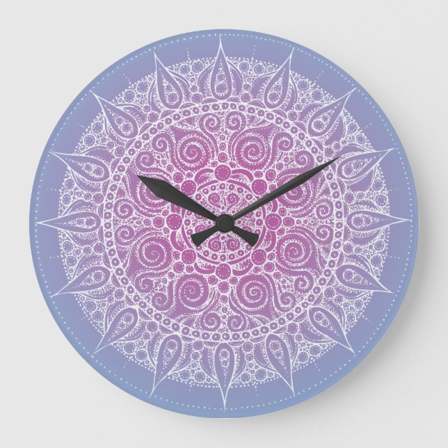 Beautiful Purple/Blue Oriental Design Large Clock (Front)